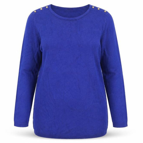 love knitwear Womens Blue Round Neck Acrylic Pullover Jumper Size 14