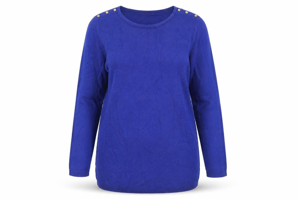 love knitwear Womens Blue Round Neck Acrylic Pullover Jumper Size 14
