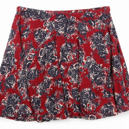 Pins & Needles Womens Red Geometric Cotton Flare Skirt Size L