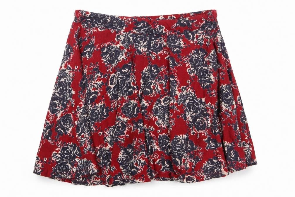 Pins & Needles Womens Red Geometric Cotton Flare Skirt Size L