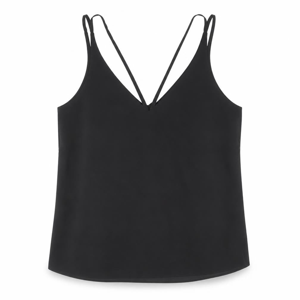 Topshop Womens Black Polyester Camisole Tank Size 6 V-Neck - Cross Back