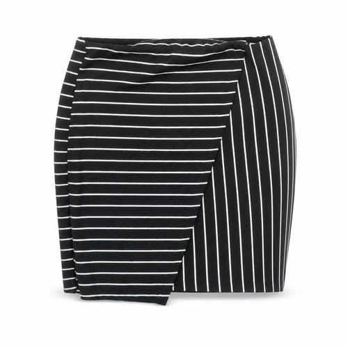 Miss Selfridge Womens Black Striped Polyester Bandage Skirt Size 10