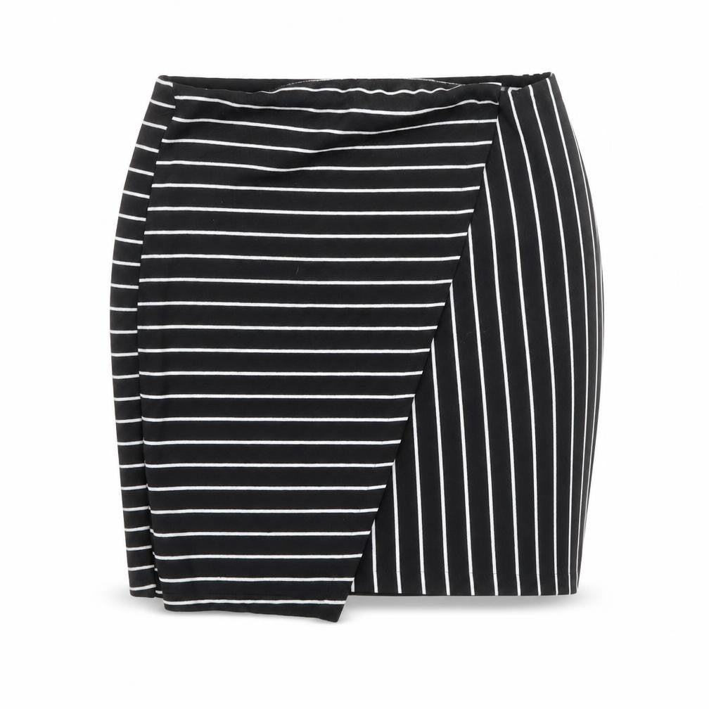 Miss Selfridge Womens Black Striped Polyester Bandage Skirt Size 10