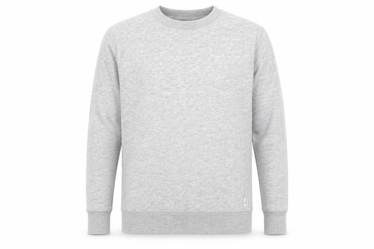 Front view of Easy men’s grey polyester pullover sweatshirt, size M