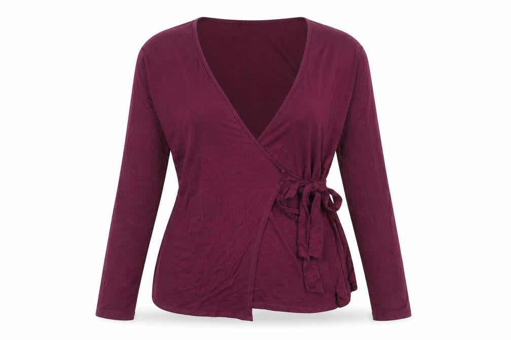 Boohoo Womens Purple V-Neck Viscose Wrap Jumper Size 12