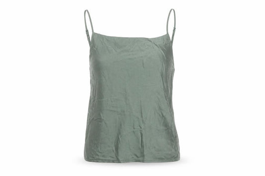Front view of Zara women’s green viscose camisole tank, size S, square neck