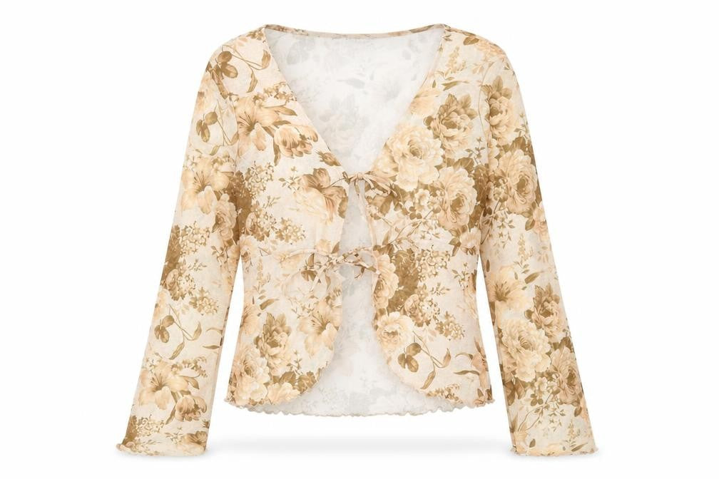Boohoo Womens Brown Floral Polyester Basic Blouse Size S V-Neck