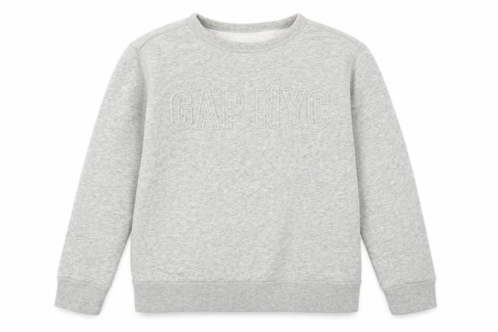 Front view of Gap boys’ grey cotton pullover sweatshirt, size 8, years pullover - gap nyc