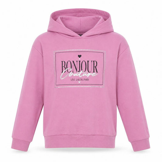 Front view of Very girls’ pink polyester pullover hoodie, size 11, years pullover