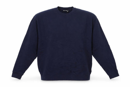 Front view of ASOS men’s blue cotton pullover sweatshirt, size M