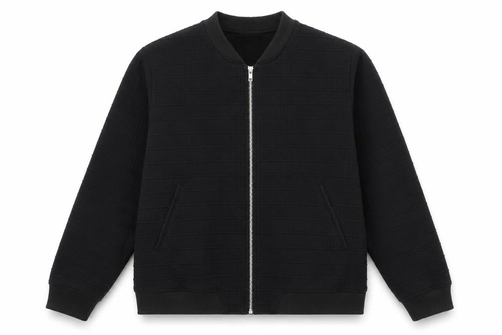 Front view of Marks & Spencer women’s black jacket, size UK 14, zip