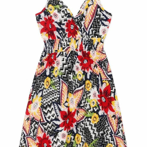 J.Stars Womens Multicoloured Floral Viscose Slip Dress Size S V-Neck Pullover