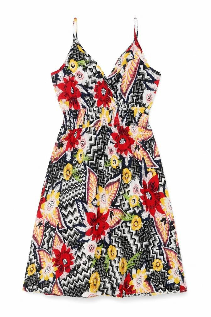 J.Stars Womens Multicoloured Floral Viscose Slip Dress Size S V-Neck Pullover