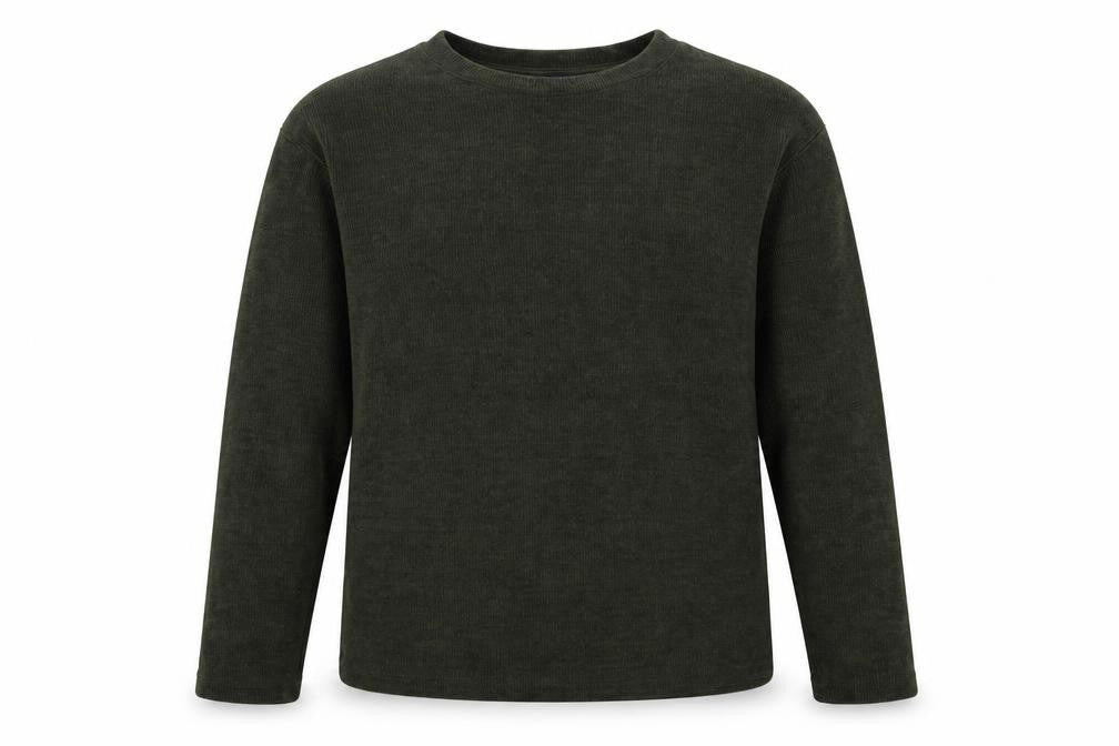 Front view of Marks & Spencer women’s green round neck polyester jumper, size S