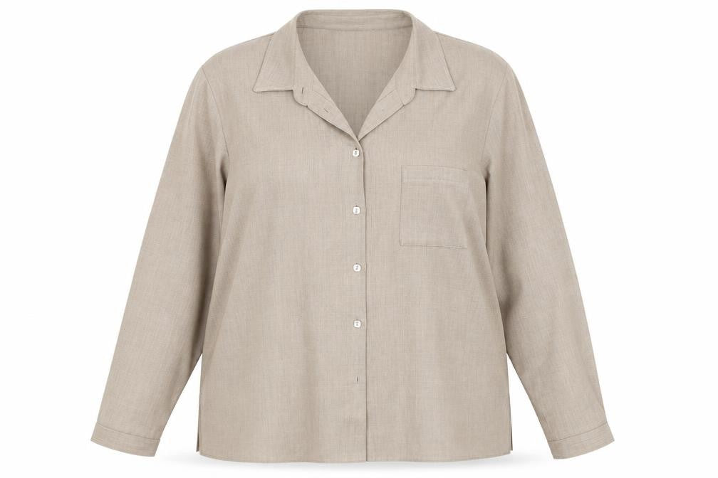 Fosby Womens Beige Polyester Basic Button-Up Size 18 Collared