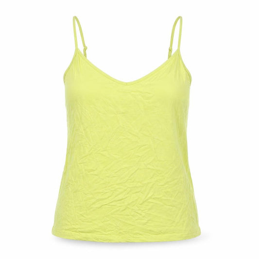 Front view of Next women’s yellow cotton basic tank, size UK 8, round neck