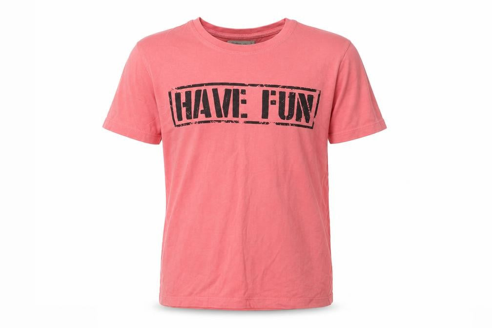 Front view of Zara boys’ pink cotton basic t-shirt, size 8, years round neck - have fun