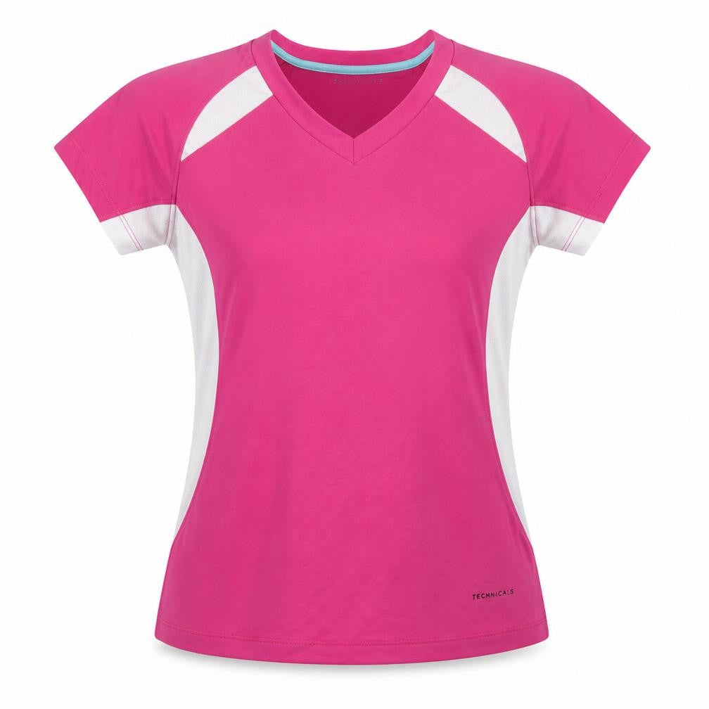 Technicals Womens Pink Viscose Basic T-Shirt Size 10 V-Neck Pullover