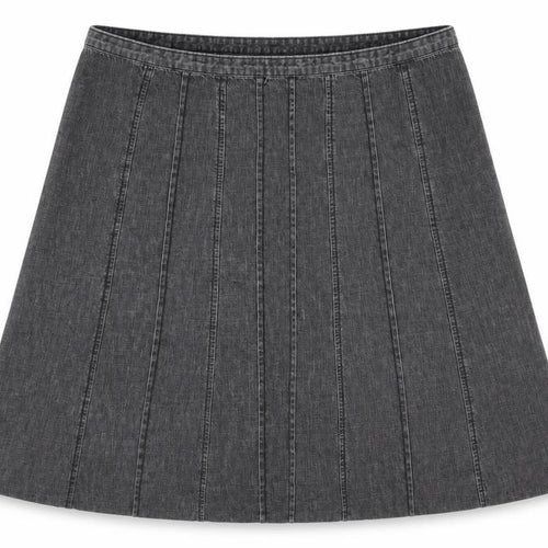 BHS Womens Grey Cotton Pleated Skirt Size 39 in Zip