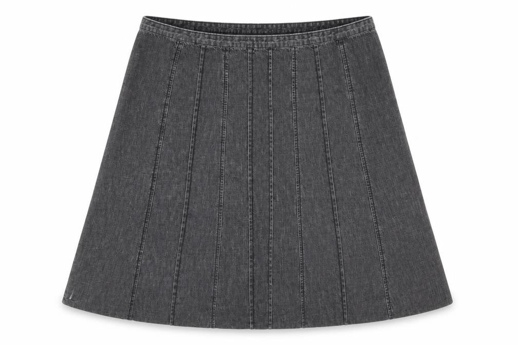 BHS Womens Grey Cotton Pleated Skirt Size 39 in Zip