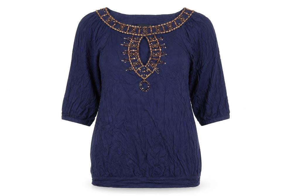 Next Womens Blue Viscose Basic Blouse Size 12 Boat Neck