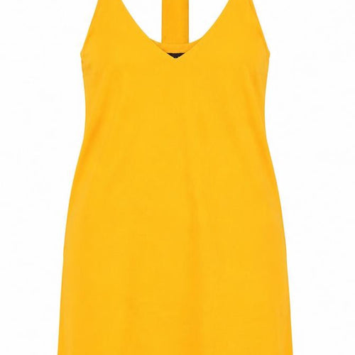 New Look Womens Orange Polyester Tank Dress Size 8 V-Neck Magnetic