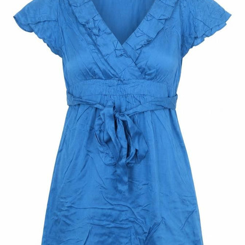 Dorothy Perkins Womens Blue Viscose Mini Size 10 V-Neck Tie