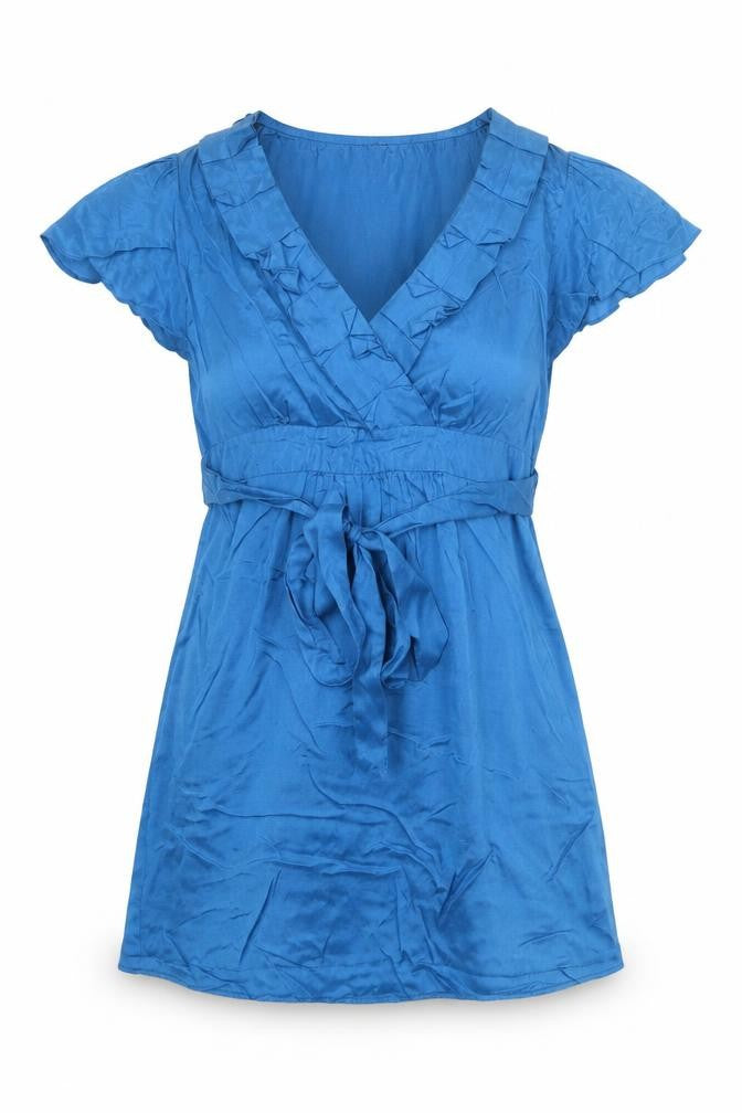 Dorothy Perkins Womens Blue Viscose Mini Size 10 V-Neck Tie