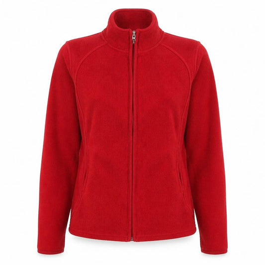 Front view of Marks & Spencer women’s red jacket, size UK 12, zip