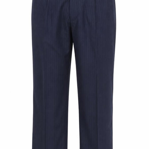Dino Mens Blue Striped Polyester Dress Pants Trousers Size 40 in Regular Zip