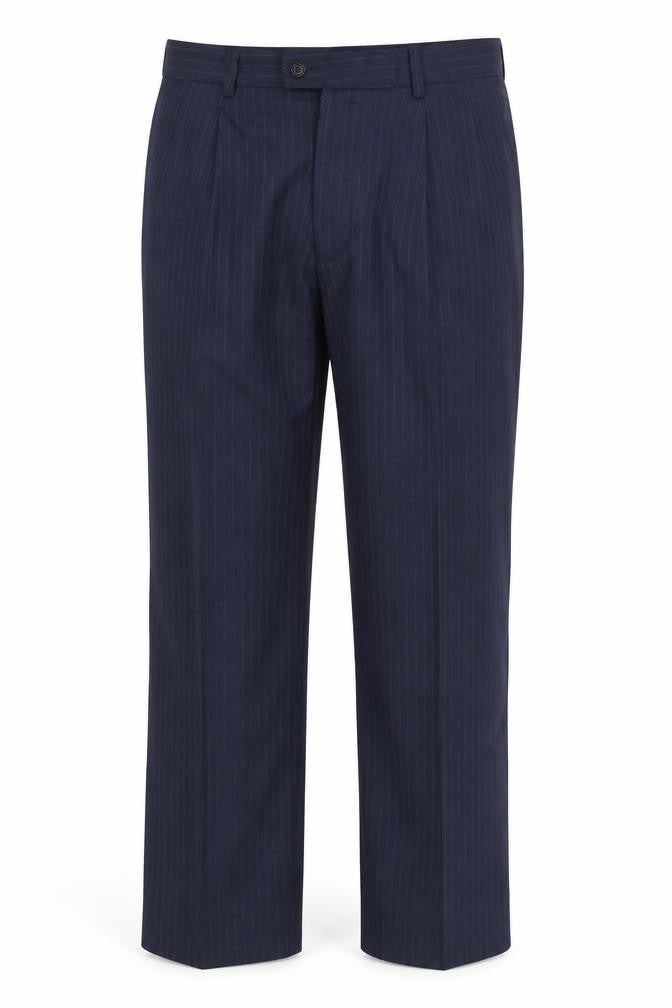 Dino Mens Blue Striped Polyester Dress Pants Trousers Size 40 in Regular Zip