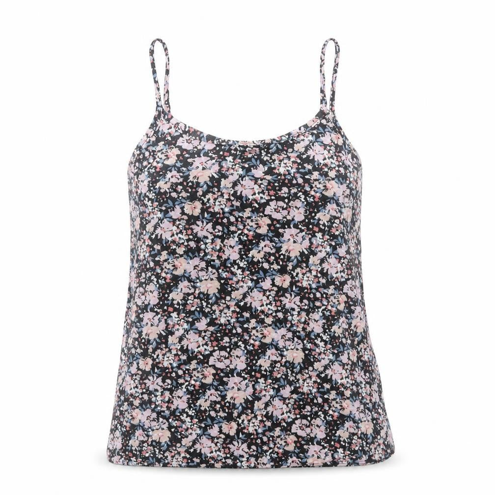Front view of Papaya women’s multicoloured floral viscose basic tank, size UK 8, round neck