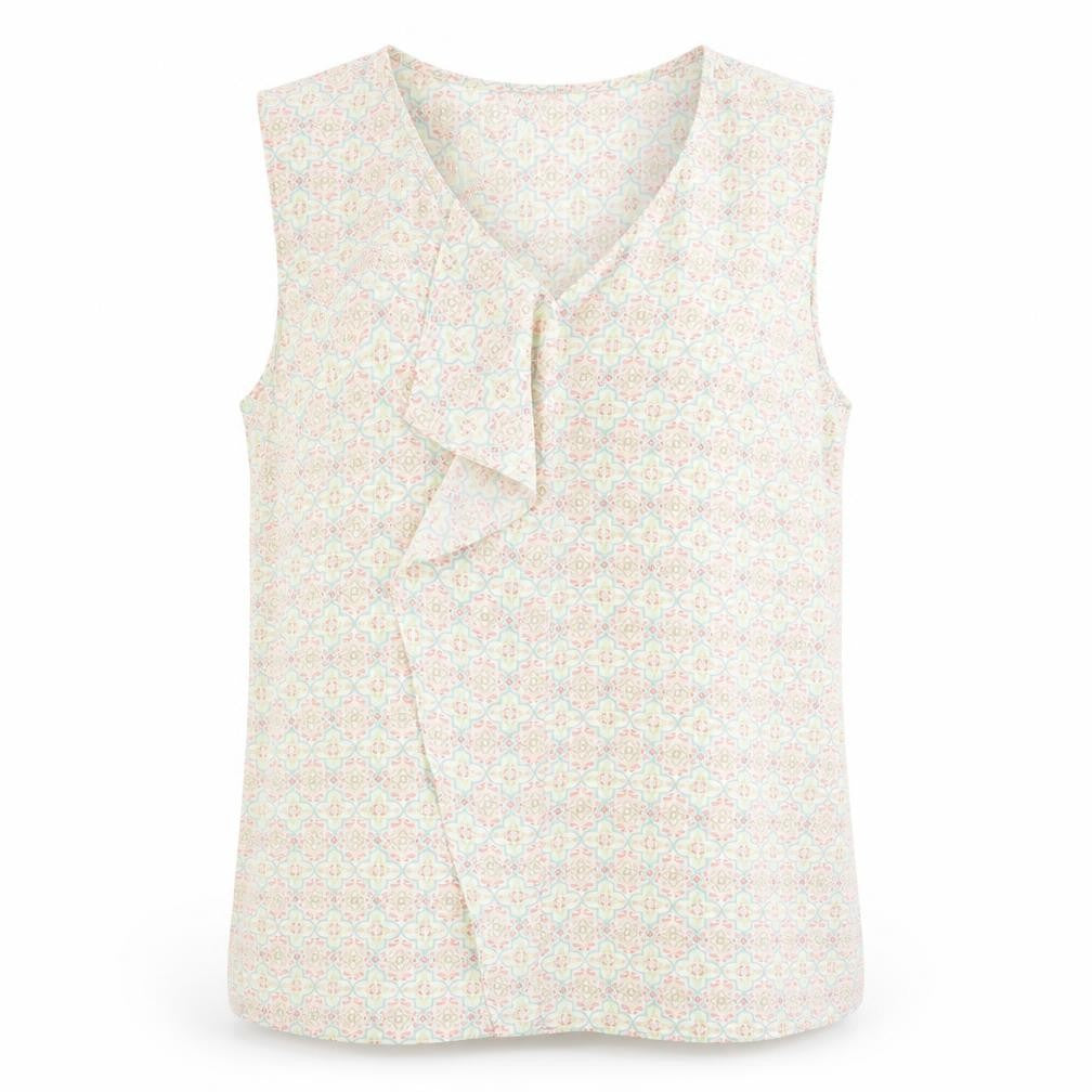 Next Womens Multicoloured Geometric Polyester Basic Blouse Size 12 V-Neck