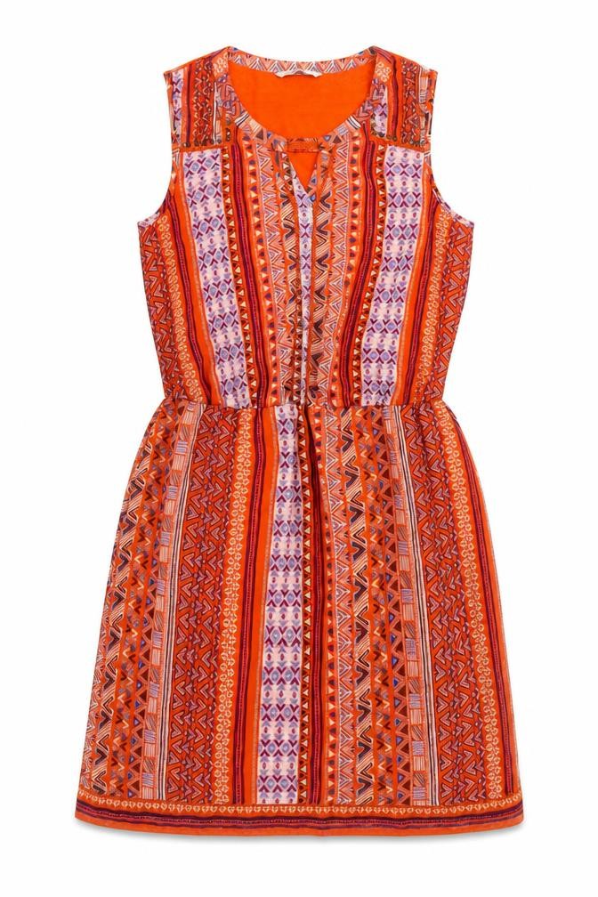 Front view of George women’s multicoloured geometric polyester fit & flare, size UK 10, v-neck pullover