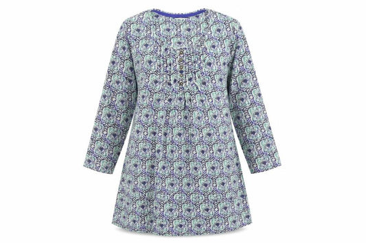 Front view of Dash women’s multicoloured geometric viscose a-line, size UK 10, round neck pullover