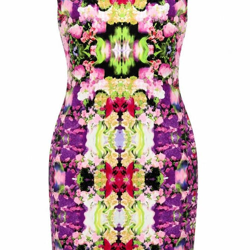 Maggy London Womens Multicoloured Geometric Cotton Pencil Dress Size 8 Boat Neck Zip