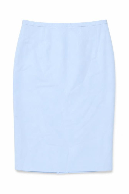 Front view of Collezioni women’s blue polyester straight & pencil skirt, size UK 14, zip