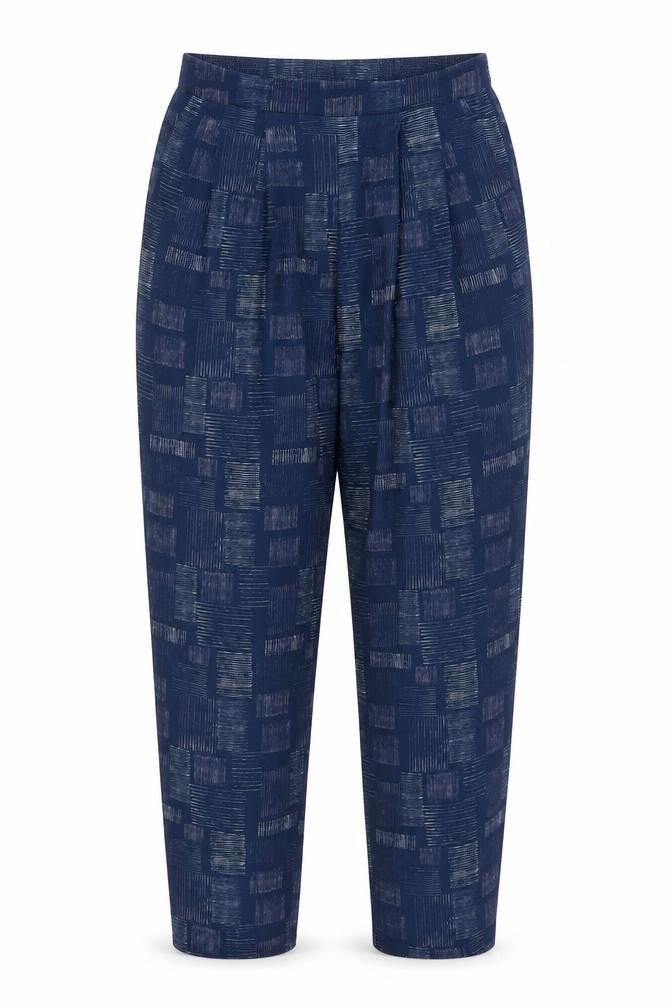 Viza Viz Womens Blue Geometric Polyester Trousers Size 12 L29 in Regular