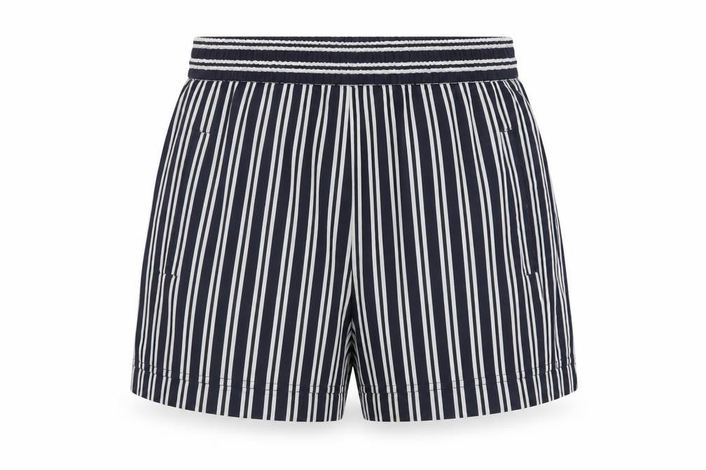Urban Womens Blue Striped Polyester Paperbag Shorts Size S L3 in Regular