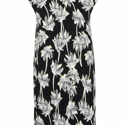 Marks and Spencer Womens Black Floral Viscose Sheath Size M Sweetheart Pullover