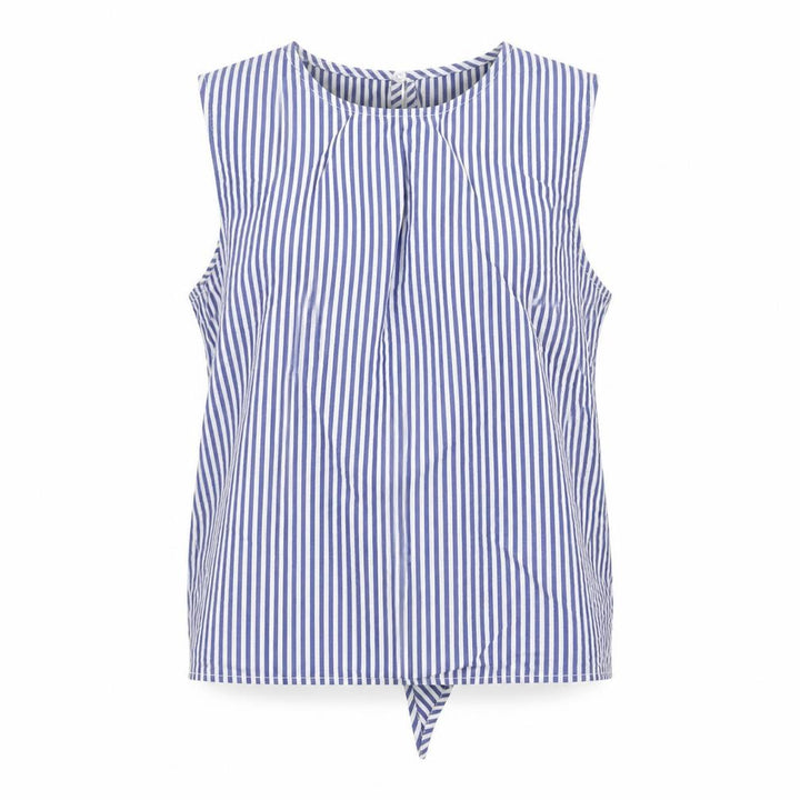 Mango Womens Blue Striped Cotton Wrap Tank Size XS Round Neck