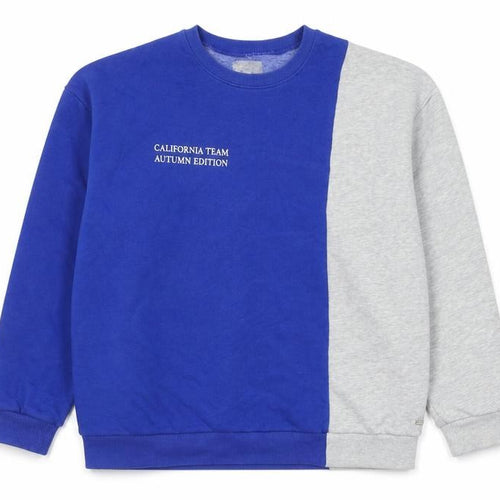 Pull&Bear Girls Blue Colourblock Cotton Pullover Sweatshirt Size L Pullover