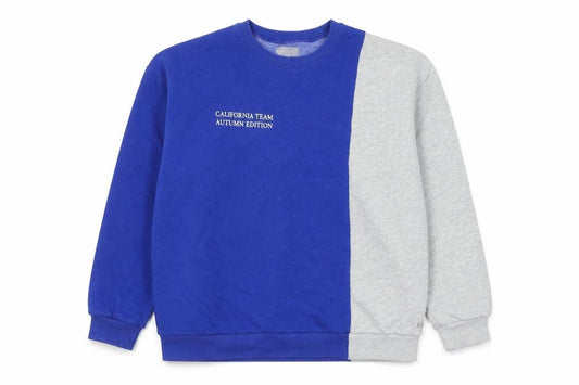 Pull&Bear Girls Blue Colourblock Cotton Pullover Sweatshirt Size L Pullover