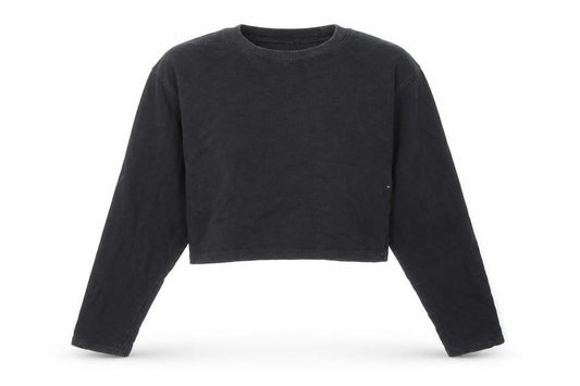 Front view of ASOS women’s black cotton pullover sweatshirt, size UK 4, pullover