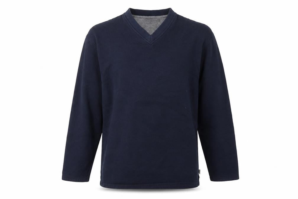 Front view of Armando men’s blue cotton pullover sweatshirt, size L