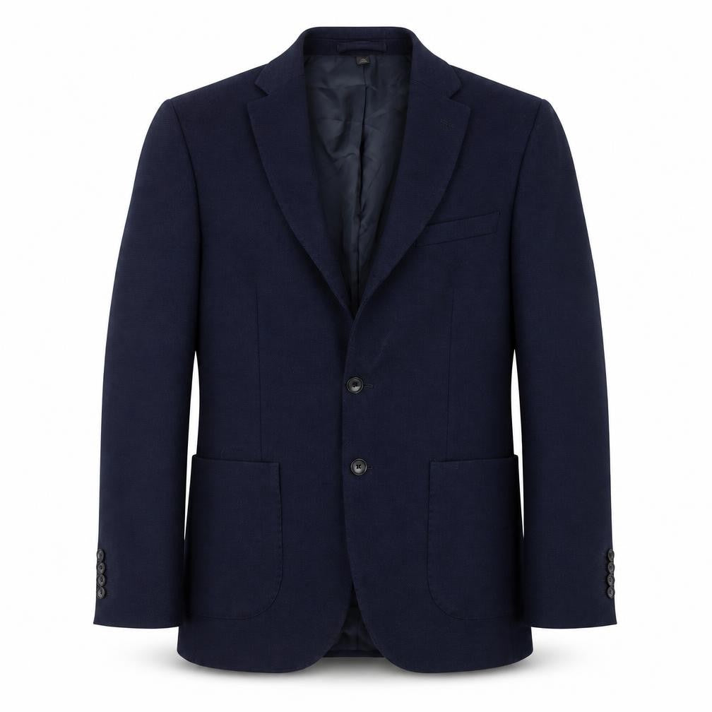 Front view of Marks & Spencer men’s blue polyamide jacket blazer, size 40