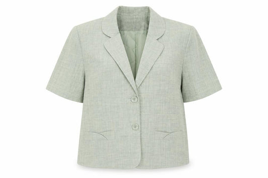 Front view of Autonomy women’s green polyester jacket suit jacket, size UK 16