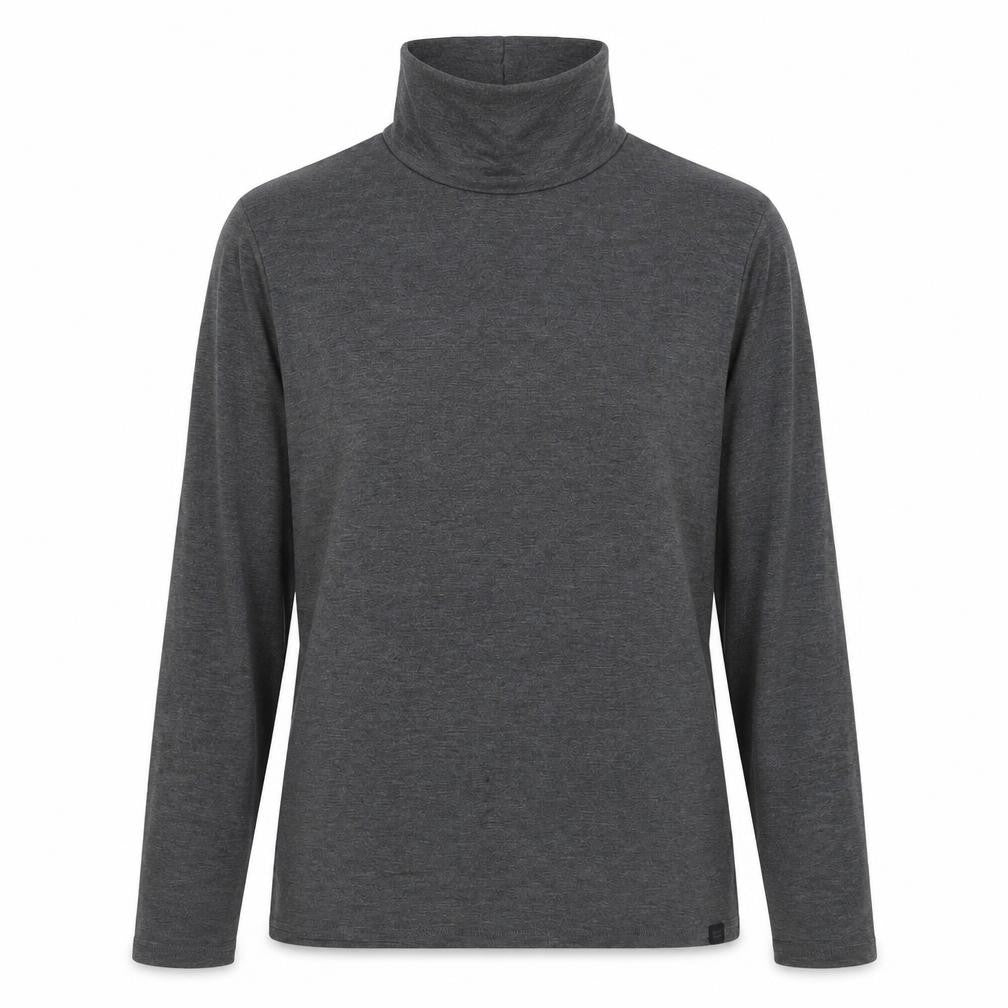 Front view of Preworn women’s grey round neck viscose jumper, size M