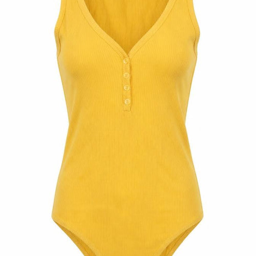 Ambiance Womens Yellow Cotton Bodysuit One-Piece Size S Snap