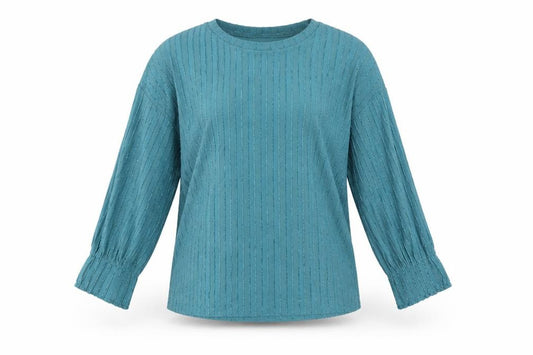 Front view of Tu women’s blue round neck polyester jumper, size UK 12